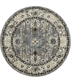 Dynamic Rugs YAZD Grey/Ivory 8531 5ft. 3in. Round Rug