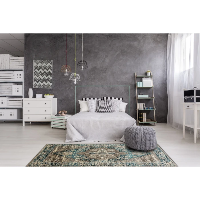 Dynamic Rugs ZODIAC Grey/Blue 6623 7ft. 10in. x 10ft. 10in. Rect. Rug