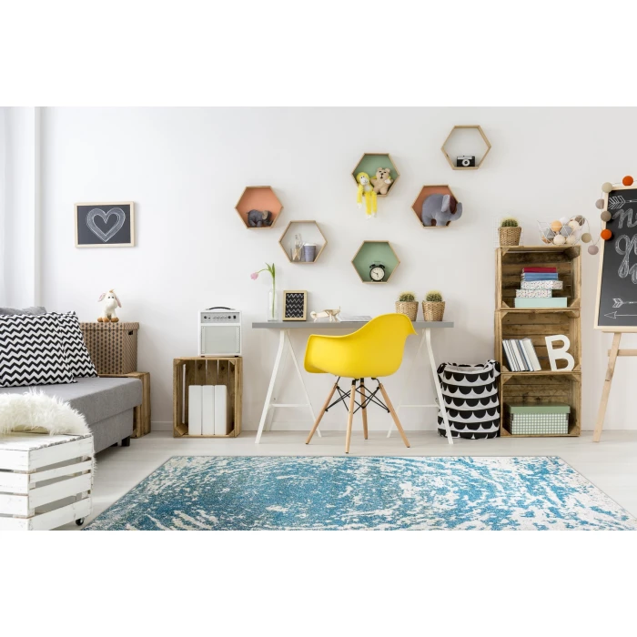 Dynamic Rugs ZODIAC Aqua Blue 6627 5ft. 3in. x 7ft. 7in. Rect. Rug