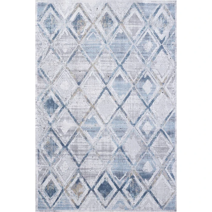 Dynamic Rugs MOSAIC Cream/Grey/Blue 1666 2ft. 2in. x 7ft. 7in. Rect. Rug