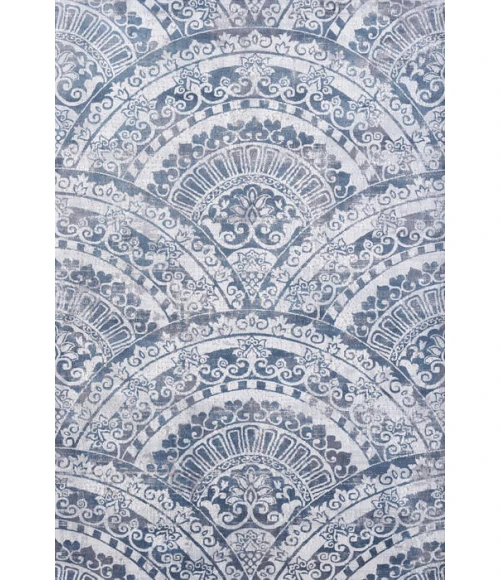 Dynamic Rugs MOSAIC Cream/Grey/Blue 1670 5ft. 3in. x 7ft. 7in. Rect. Rug