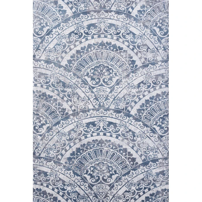Dynamic Rugs MOSAIC Cream/Grey/Blue 1670 2ft. 2in. x 7ft. 7in. Rect. Rug