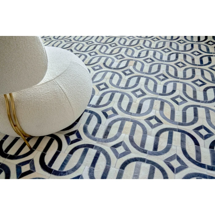 Exquisite Rugs Natural Hide Silver/Blue 21421X16 1ft.X1ft.6in. Rect. Rug