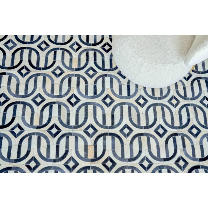 Exquisite Rugs Natural Hide Silver/Blue 21421X16 1ft.X1ft.6in. Rect. Rug