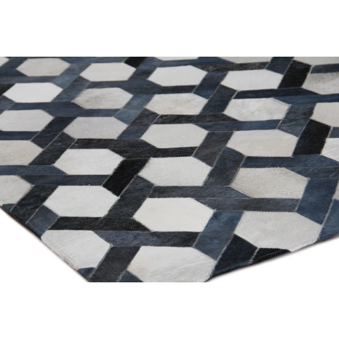 Exquisite Rugs Natural Hide Silver/Blue 21571X16 1ft.X1ft.6in. Rect. Rug
