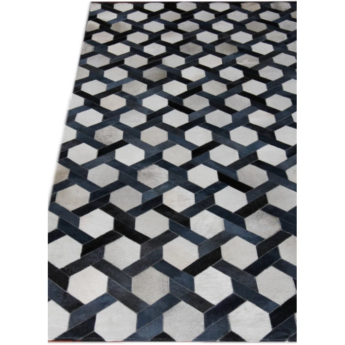 Exquisite Rugs Natural Hide Silver/Blue 21571X16 1ft.X1ft.6in. Rect. Rug
