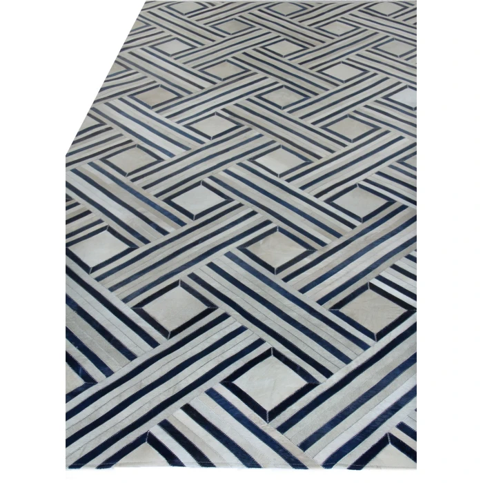 Exquisite Rugs Natural Hide Ivory/Blue/Multi 21675X8 5ft.X8ft. Rect. Rug