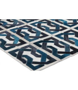 Exquisite Rugs Natural Hide Ivory/Navy/Blue 21695X8 5ft.X8ft. Rect. Rug