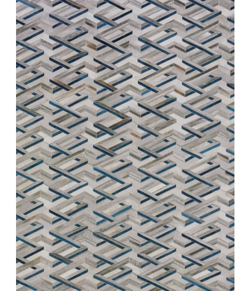 Exquisite Rugs Natural Hide Silver/Blue 21801X16 1ft.X1ft.6in. Rect. Rug