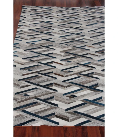 Exquisite Rugs Natural Hide Silver/Blue 21801X16 1ft.X1ft.6in. Rect. Rug