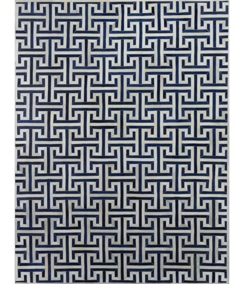 Exquisite Rugs Natural Hide Ivory/Navy/Multi 22161X16 1ft.X1ft.6in. Rect. Rug
