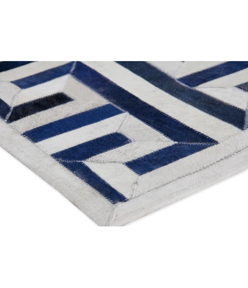 Exquisite Rugs Natural Hide Ivory/Navy/Multi 22161X16 1ft.X1ft.6in. Rect. Rug