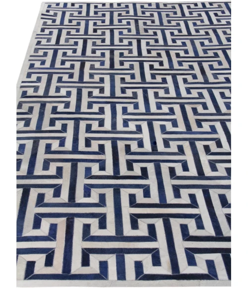 Exquisite Rugs Natural Hide Ivory/Navy/Multi 22161X16 1ft.X1ft.6in. Rect. Rug