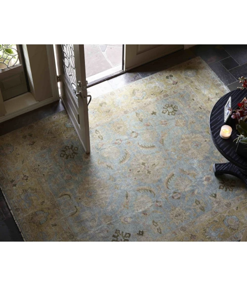Exquisite Rugs Antique Weave Oushak Light Blue/Gold 334414X18 14ft.X18ft. Rect. Rug