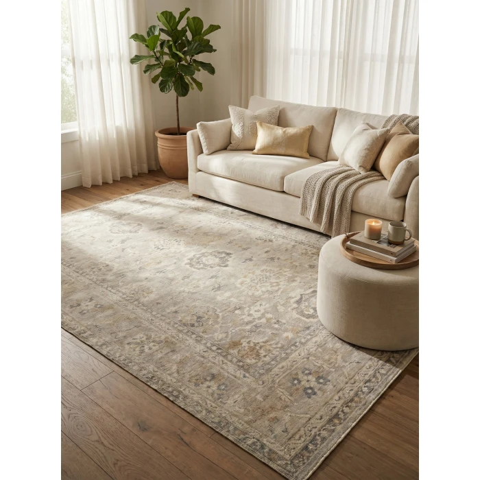 Exquisite Rugs Antique Weave Oushak Ivory/Gray 34208X10 8ft.X10ft. Rect. Rug