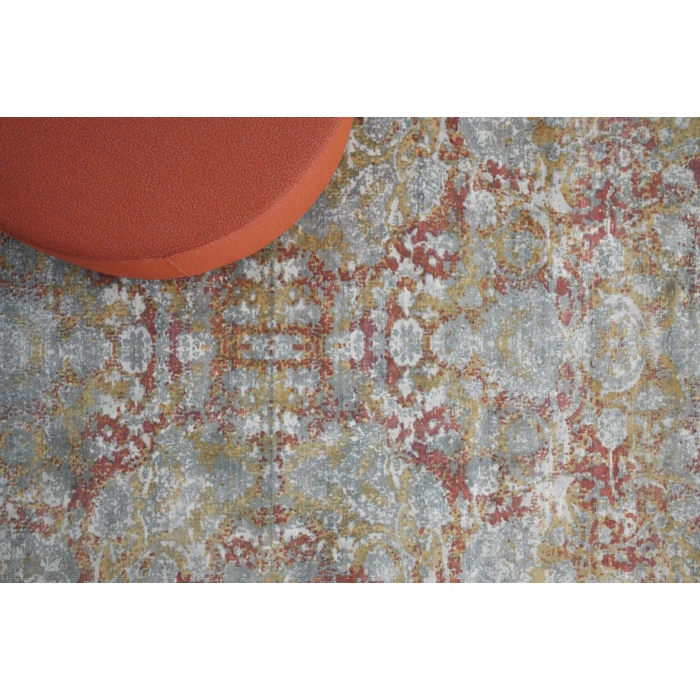 Exquisite Rugs Antolini Gray/Rust/Gold 39421X16 1ft.X1ft.6in. Rect. Rug