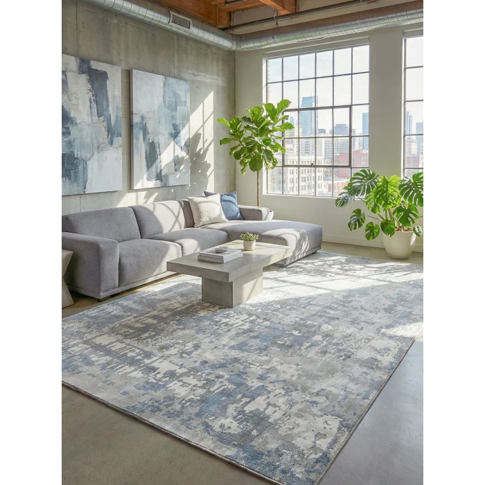 Exquisite Rugs Murano Silver/Blue 40296X9 6ft.X9ft. Rect. Rug