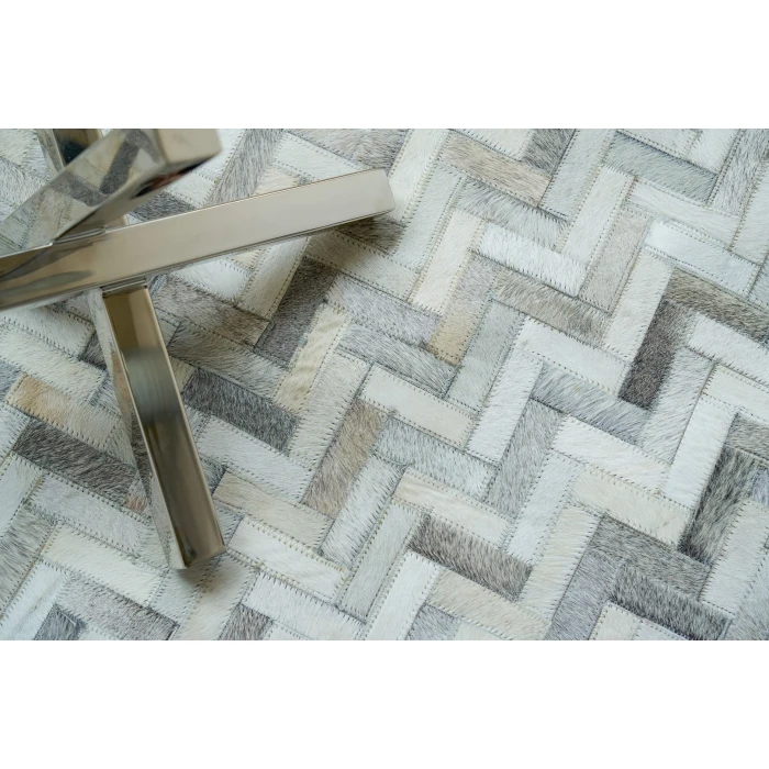Exquisite Rugs Mosaic Leather Silver 40561X16 1ft.X1ft.6in. Rect. Rug