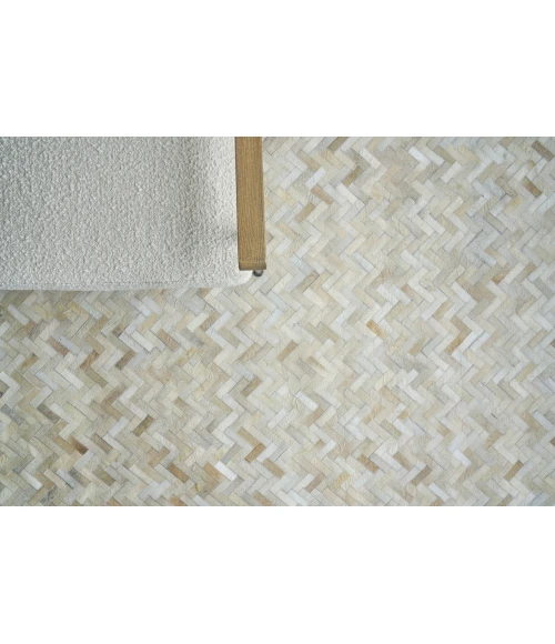 Exquisite Rugs Mosaic Leather Light Beige 40571X16 1ft.X1ft.6in. Rect. Rug