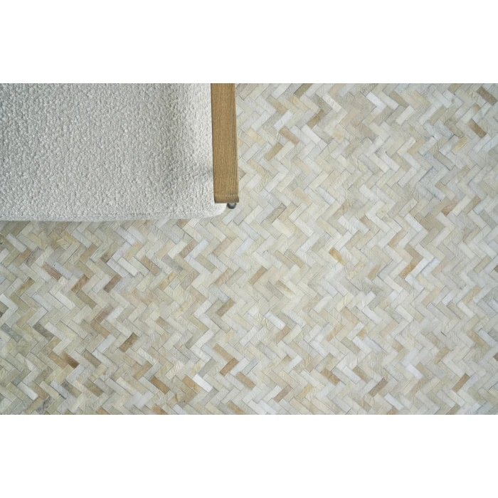 Exquisite Rugs Mosaic Leather Light Beige 40571X16 1ft.X1ft.6in. Rect. Rug