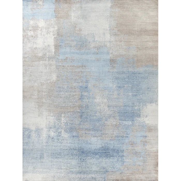 Exquisite Rugs Fine Pure Silk Blue/Brown 42111X16 1ft.X1ft.6in. Rect. Rug
