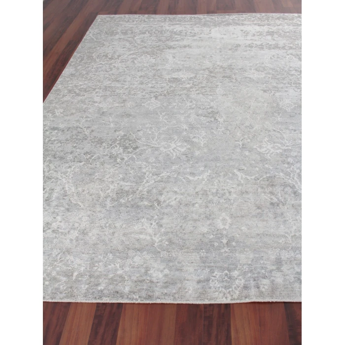 Exquisite Rugs Fine Pure Silk Gray/Ivory 42288X10 8ft.X10ft. Rect. Rug
