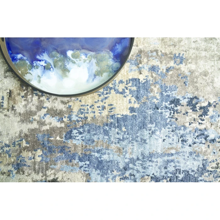 Exquisite Rugs Cosmo Silver/Blue/Ivory 43431X16 1ft.X1ft.6in. Rect. Rug