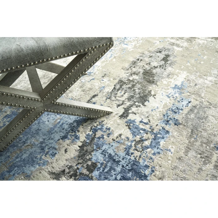 Exquisite Rugs Cosmo Silver/Blue/Ivory 43431X16 1ft.X1ft.6in. Rect. Rug