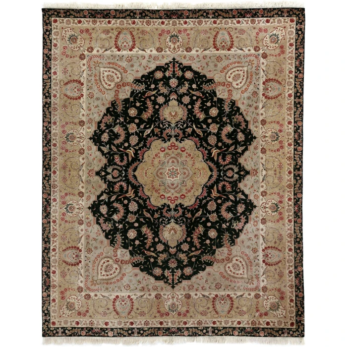 Exquisite Rugs Super Fine Tabriz Black/Ivory 541210X14 10ft.X14ft. Rect. Rug
