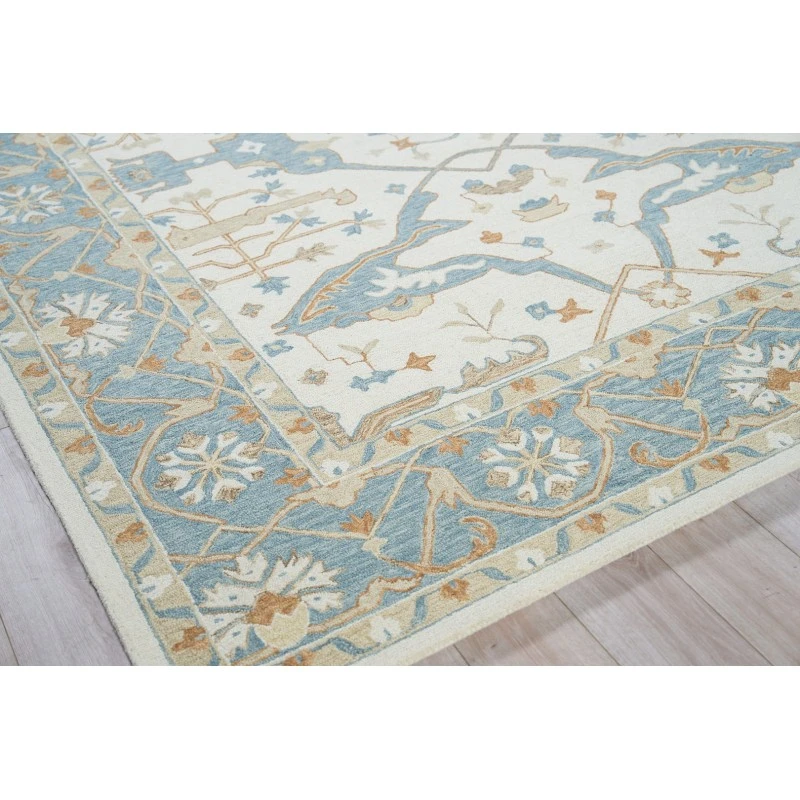 Exquisite Rugs Claremont Oushak Ivory/Light Blue 67949X12 9ft.X12ft. Rect. Rug