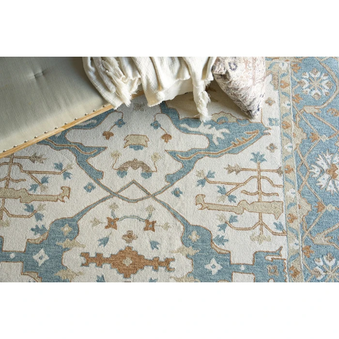 Exquisite Rugs Claremont Oushak Ivory/Light Blue 67949X12 9ft.X12ft. Rect. Rug