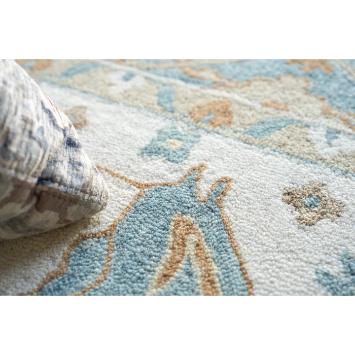 Exquisite Rugs Claremont Oushak Ivory/Light Blue 67949X12 9ft.X12ft. Rect. Rug
