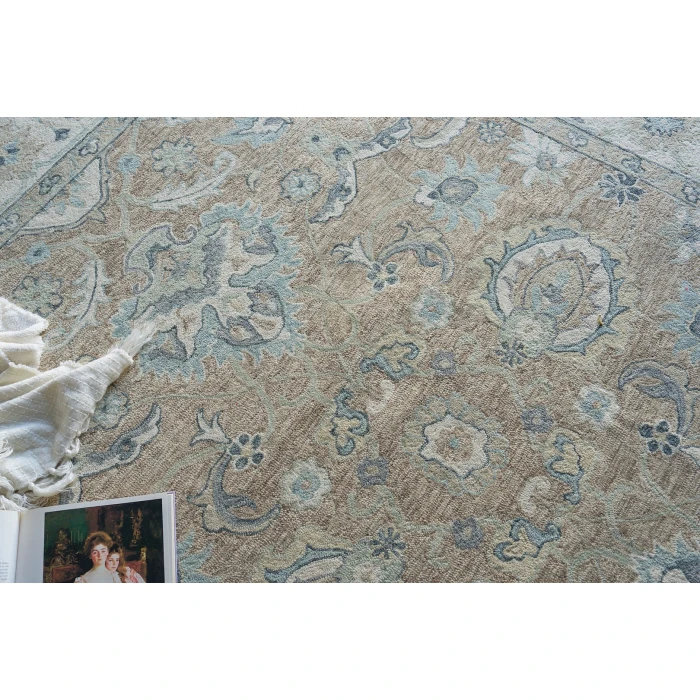 Exquisite Rugs Claremont Oushak Light Brown/Ivory 67959X12 9ft.X12ft. Rect. Rug