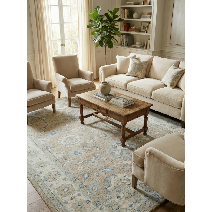 Exquisite Rugs Claremont Oushak Light Brown/Ivory 67959X12 9ft.X12ft. Rect. Rug