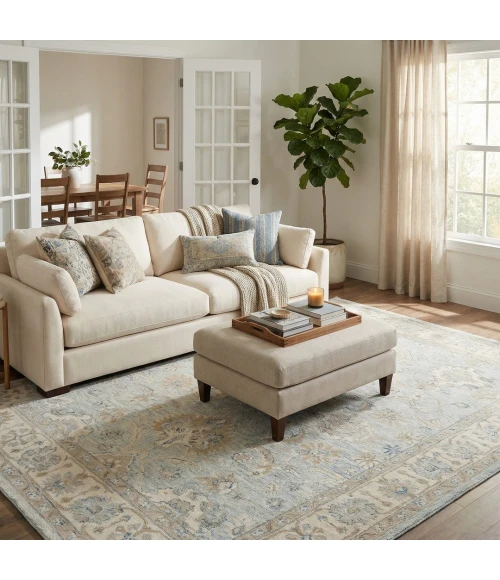 Exquisite Rugs Marietta Oushak Light Blue/Ivory 682314X18 14ft.X18ft. Rect. Rug