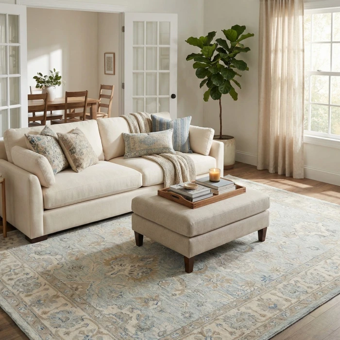 Exquisite Rugs Marietta Oushak Light Blue/Ivory 682312X15 12ft.X15ft. Rect. Rug
