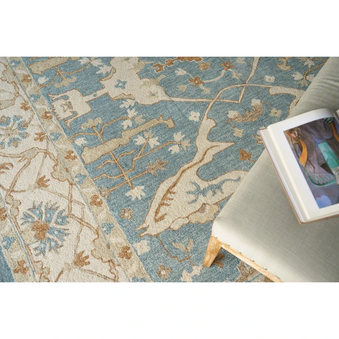 Exquisite Rugs Claremont Oushak Ivory/Light Blue 68319X12 9ft.X12ft. Rect. Rug