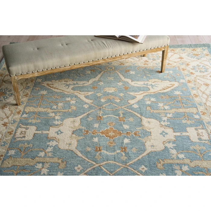 Exquisite Rugs Claremont Oushak Ivory/Light Blue 68319X12 9ft.X12ft. Rect. Rug