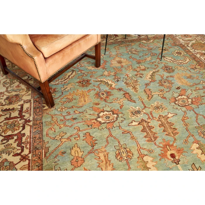 Exquisite Rugs Antique Weave Serapi Light Blue/Ivory 70449X12 9ft.X12ft. Rect. Rug