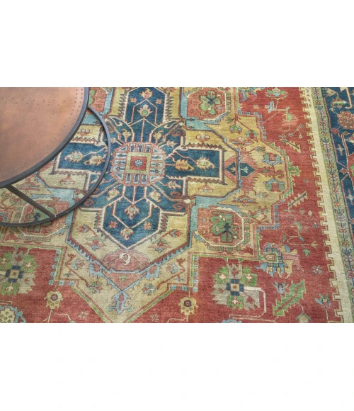 Exquisite Rugs Antique Weave Serapi Red/Blue 70539X12 9ft.X12ft. Rect. Rug