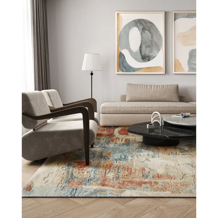 Exquisite Rugs Infinity Ivory/Blue/Terracotta 71329X12 9ft.X12ft. Rect. Rug