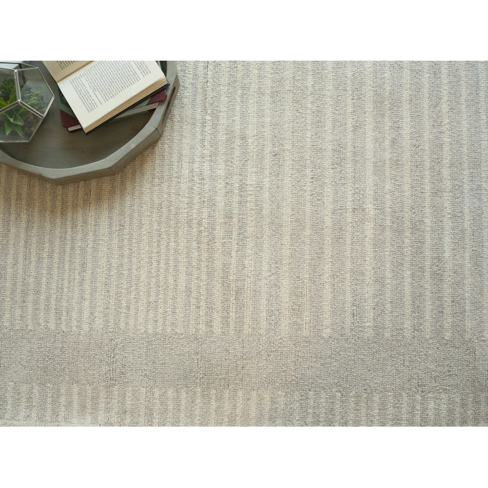 Exquisite Rugs Dusseldorf Silver/Ivory 73426X9 6ft.X9ft. Rect. Rug