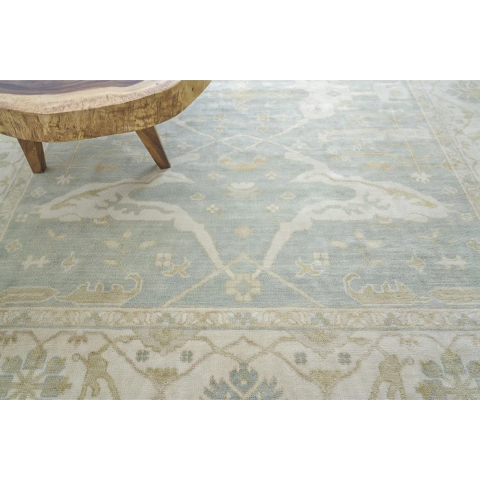 Exquisite Rugs Antique Weave Oushak Blue/Ivory 92149X12 9ft.X12ft. Rect. Rug