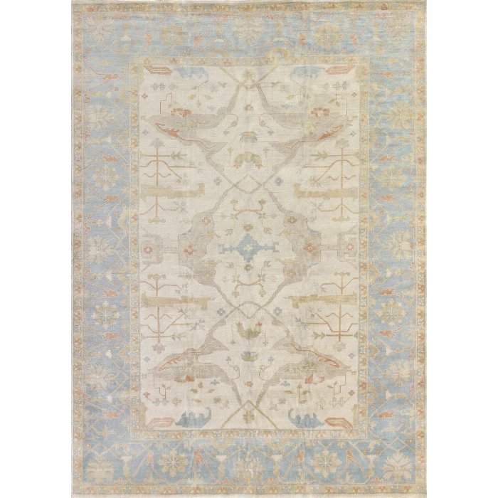 Exquisite Rugs Antique Weave Oushak Ivory/Blue 93299X12 9ft.X12ft. Rect. Rug