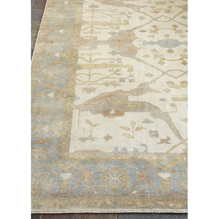 Exquisite Rugs Antique Weave Oushak Ivory/Blue 93299X12 9ft.X12ft. Rect. Rug