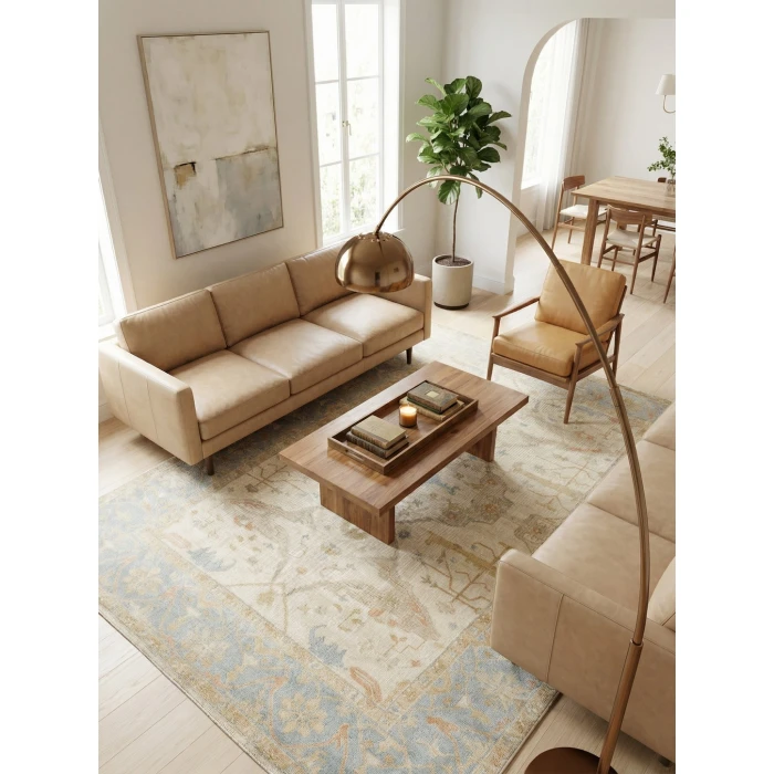 Exquisite Rugs Antique Weave Oushak Ivory/Blue 93299X12 9ft.X12ft. Rect. Rug