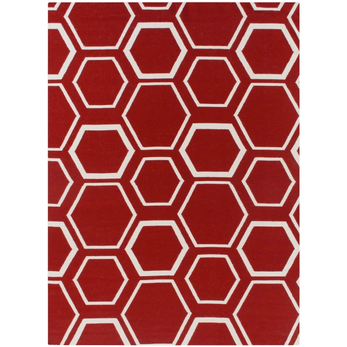 Exquisite Rugs Flatweave Red/White 96975X8 5ft.X8ft. Rect. Rug