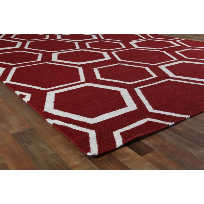 Exquisite Rugs Flatweave Red/White 96975X8 5ft.X8ft. Rect. Rug
