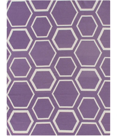 Exquisite Rugs Flatweave Purple/White 97005X8 5ft.X8ft. Rect. Rug