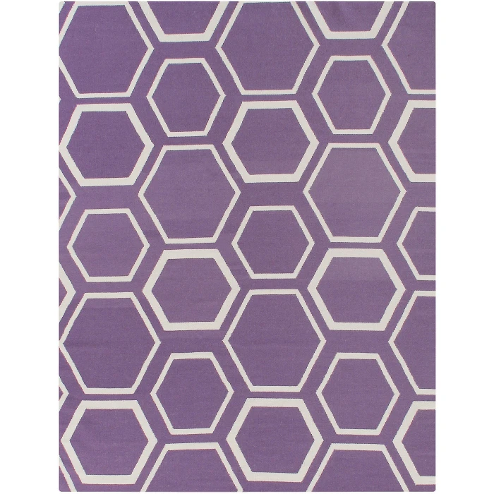 Exquisite Rugs Flatweave Purple/White 97005X8 5ft.X8ft. Rect. Rug